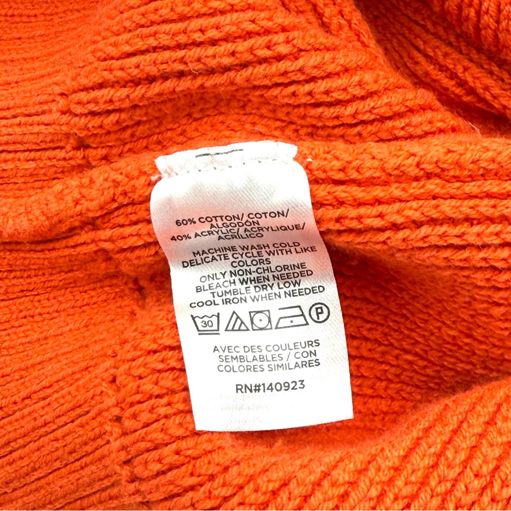 Loft Women's Honeycomb Stitch V-Neck Sweater Size XSP Petite Orange Ribbed Shirt - Picture 6 of 7